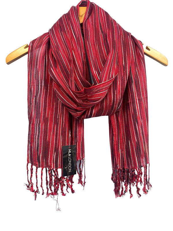 PRETTY RED WHITE tassel striped HLA of LONDON scarf wrap pashmina gift present