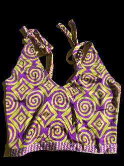 Pretty Purple SILK Crop Top sexy Boho Hippy Festival summer sun vest UK 8 10 12