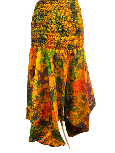 Festival summer Dress Sexy Boho Pixie SILK hanky hem YELLOW Hippy gypsy sun 8-14