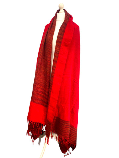 Shawl RED blanket PONCHO scarf  wrap yoga meditation hippy boho pashmina fleece