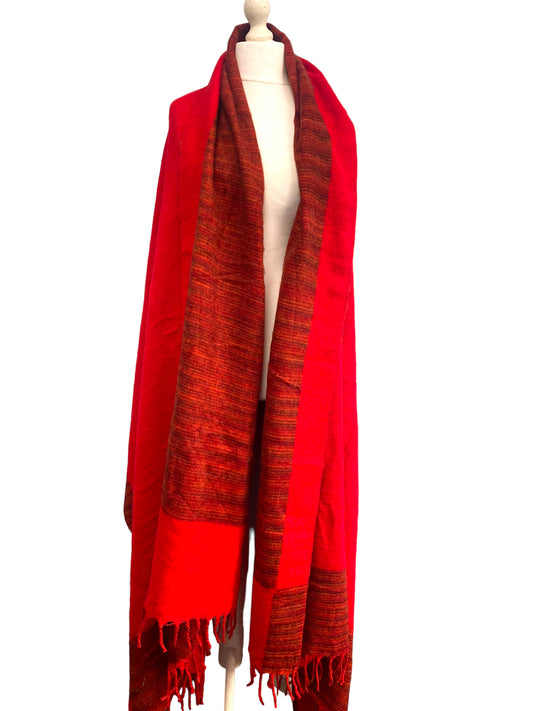 Shawl RED blanket PONCHO scarf  wrap yoga meditation hippy boho pashmina fleece