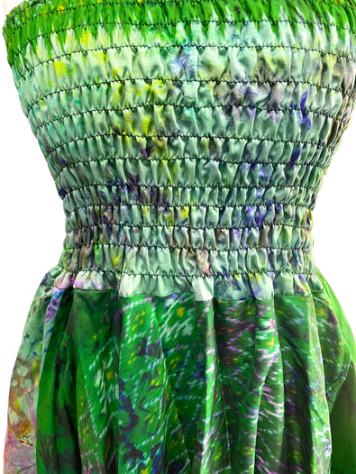 Festival summer Dress Sexy Boho Pixie SILK hanky hem GREEN Hippy gypsy sun 8-14