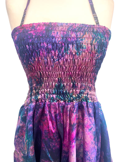 Festival summer Dress Sexy Boho Pixie SILK hanky hem PURPLE Hippy gypsy sun 8-14