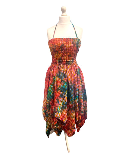 Festival summer Dress Sexy Boho Pixie SILK hanky hem FIRE Hippy gypsy sun 8-14