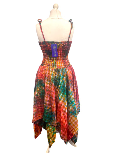 Festival summer Dress Sexy Boho Pixie SILK hanky hem FIRE Hippy gypsy sun 8-14