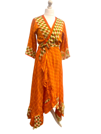 Festival Stall LTD Boho festival Clothing Long Wrap Dress pretty summer Boho hippy Festival maxi Sari - Silk UK 8 10 12 14