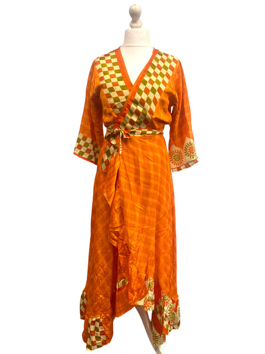 Festival Stall LTD Boho festival Clothing Long Wrap Dress pretty summer Boho hippy Festival maxi Sari - Silk UK 8 10 12 14