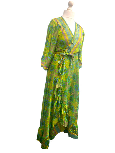 Festival Stall LTD Boho festival Clothing Long Wrap Dress pretty summer Boho hippy Festival maxi Sari - Silk UK 8 10 12 14