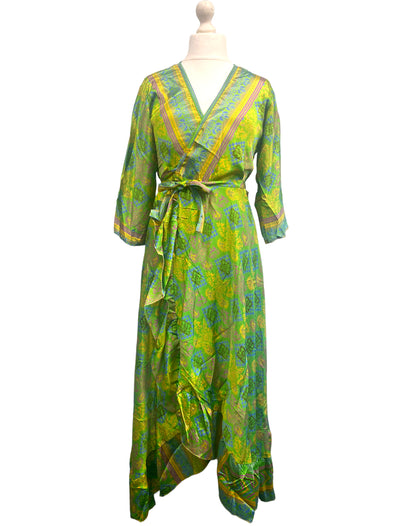 Festival Stall LTD Boho festival Clothing Long Wrap Dress pretty summer Boho hippy Festival maxi Sari - Silk UK 8 10 12 14