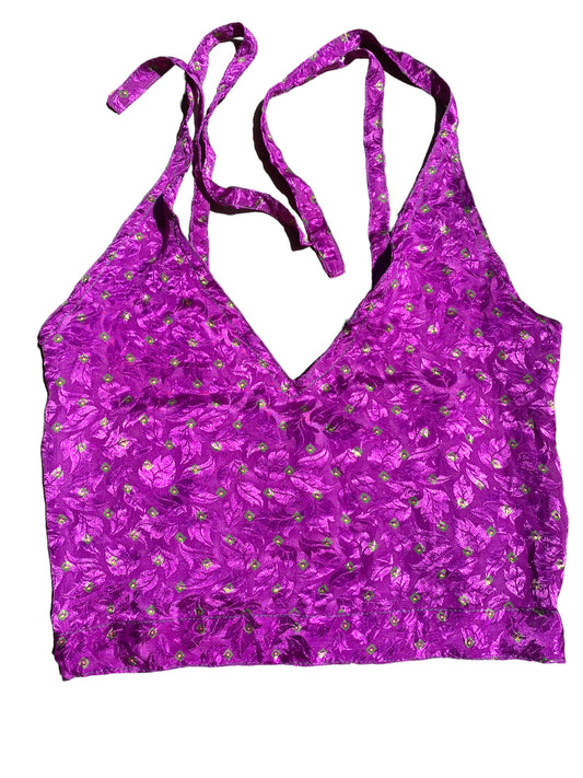 Pretty PURPLE Crop Top sexy Boho Hippy Festival summer sun vest UK 8 10 12