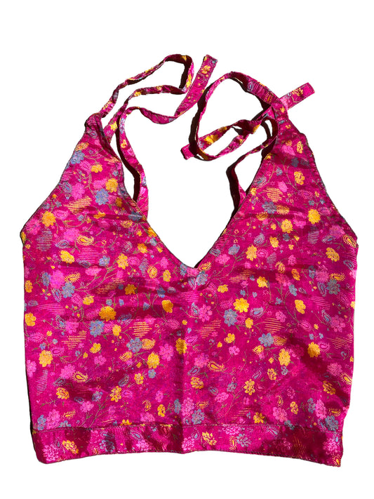 Pretty Purple Crop Top sexy Boho Hippy Festival summer sun vest UK 8 10 12