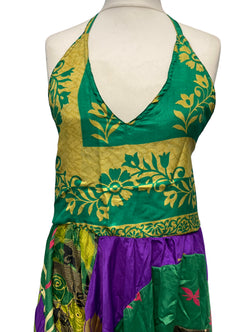 Pixie Festival Sun Dress summer beach recycled Sari silk hippy A B cup UK 8-12