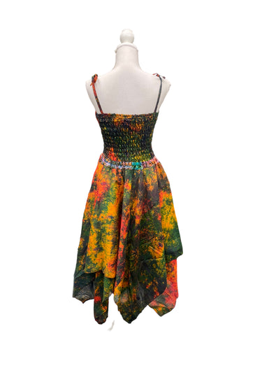 Festival summer Dress Sexy Boho Pixie SILK hanky hem FIRE Hippy gypsy sun 8-14