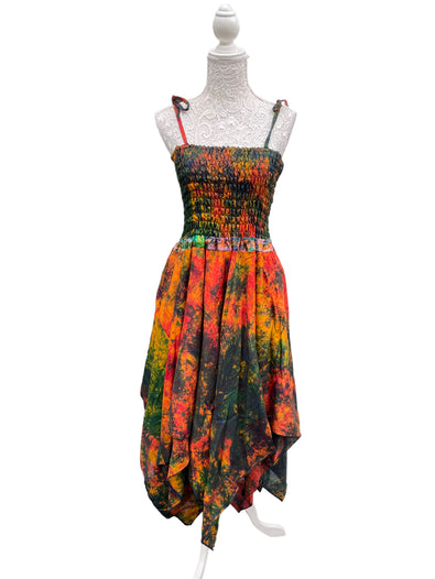 Festival summer Dress Sexy Boho Pixie SILK hanky hem FIRE Hippy gypsy sun 8-14