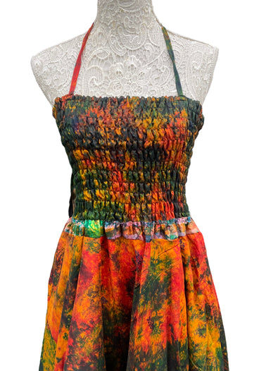 Festival summer Dress Sexy Boho Pixie SILK hanky hem FIRE Hippy gypsy sun 8-14