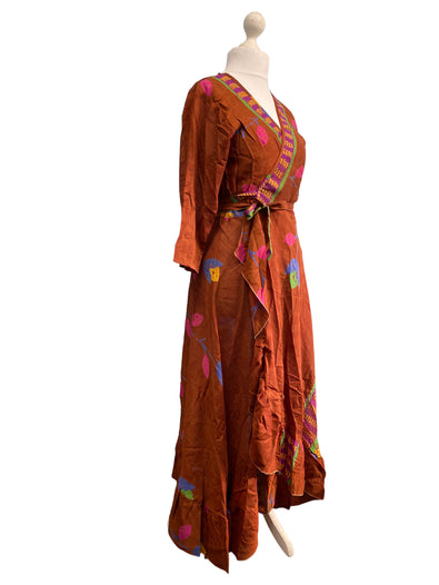 Festival Stall LTD Boho festival Clothing Long Wrap Dress pretty summer Boho hippy Festival maxi Sari - Silk UK 8 10 12 14