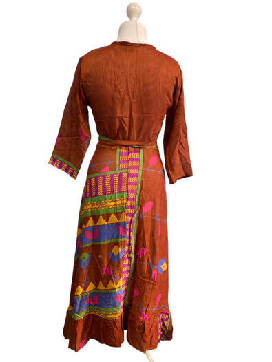 Festival Stall LTD Boho festival Clothing Long Wrap Dress pretty summer Boho hippy Festival maxi Sari - Silk UK 8 10 12 14