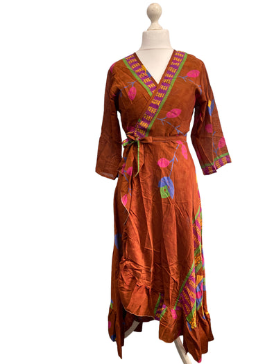 Festival Stall LTD Boho festival Clothing Long Wrap Dress pretty summer Boho hippy Festival maxi Sari - Silk UK 8 10 12 14