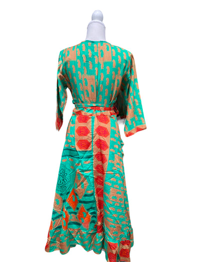 Festival Stall LTD Boho festival Clothing Long Wrap Dress pretty summer Boho hippy Festival maxi Sari - Silk UK 8 10 12 14