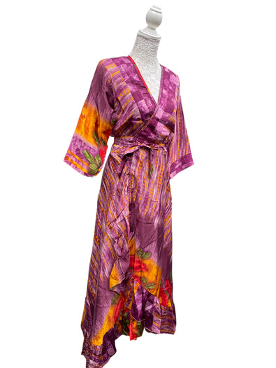 Festival Stall LTD Boho festival Clothing Long Wrap Dress pretty summer Boho hippy Festival maxi Sari - Silk UK 8 10 12 14