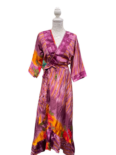 Festival Stall LTD Boho festival Clothing Long Wrap Dress pretty summer Boho hippy Festival maxi Sari - Silk UK 8 10 12 14