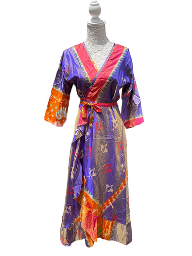 Festival Stall LTD Boho festival Clothing Long Wrap Dress pretty summer Boho hippy Festival maxi Sari - Silk UK 8 10 12 14