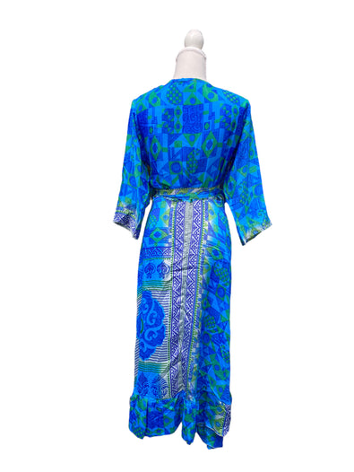 Festival Stall LTD Boho festival Clothing Long Wrap Dress pretty summer Boho hippy Festival maxi Sari - Silk UK 8 10 12 14