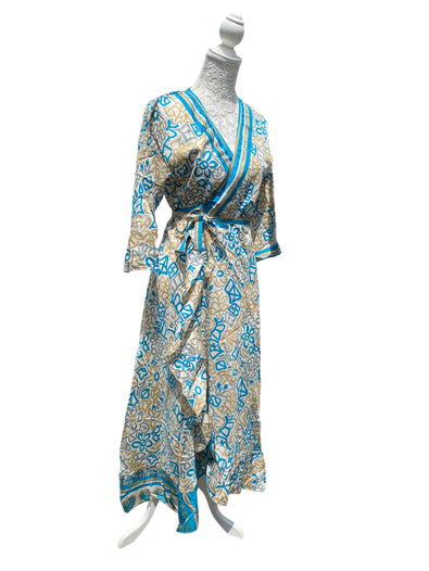 Festival Stall LTD Boho festival Clothing Long Wrap Dress pretty summer Boho hippy Festival maxi Sari - Silk UK 8 10 12 14