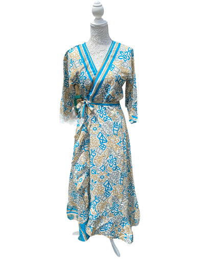 Festival Stall LTD Boho festival Clothing Long Wrap Dress pretty summer Boho hippy Festival maxi Sari - Silk UK 8 10 12 14