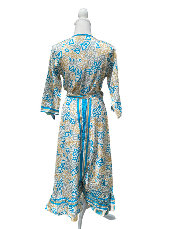 Festival Stall LTD Boho festival Clothing Long Wrap Dress pretty summer Boho hippy Festival maxi Sari - Silk UK 8 10 12 14