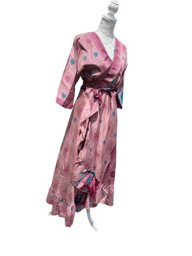 Festival Stall LTD Boho festival Clothing Long Wrap Dress pretty summer Boho hippy Festival maxi Sari - Silk UK 8 10 12 14