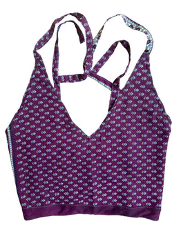 Pretty Purple Crop Top sexy Boho Hippy Festival summer sun vest A B cup UK 8 10 12