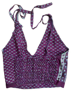 Pretty Purple Crop Top sexy Boho Hippy Festival summer sun vest A B cup UK 8 10 12