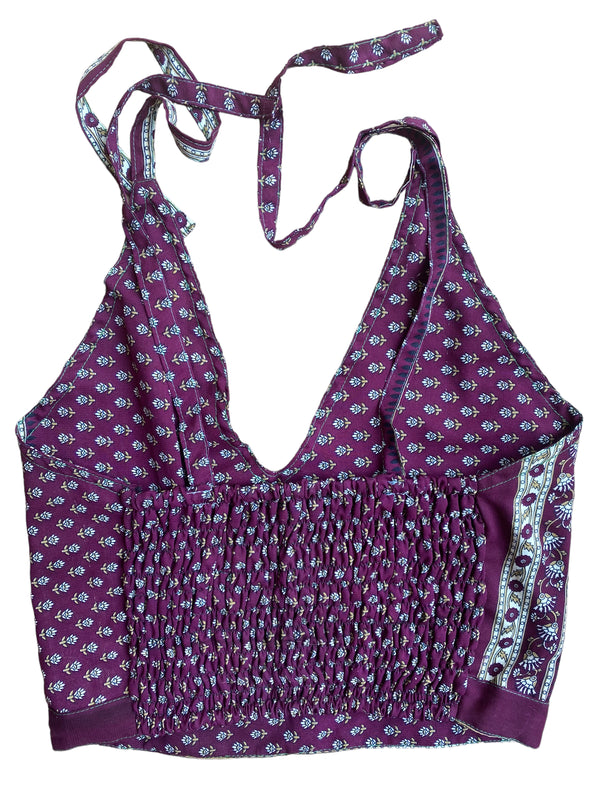 Pretty Purple Crop Top sexy Boho Hippy Festival summer sun vest A B cup UK 8 10 12