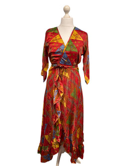 Festival Stall LTD Boho festival Clothing Long Wrap Dress pretty summer Boho hippy Festival maxi Sari - Silk UK 8 10 12 14