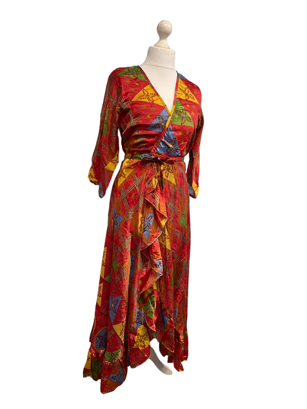 Festival Stall LTD Boho festival Clothing Long Wrap Dress pretty summer Boho hippy Festival maxi Sari - Silk UK 8 10 12 14