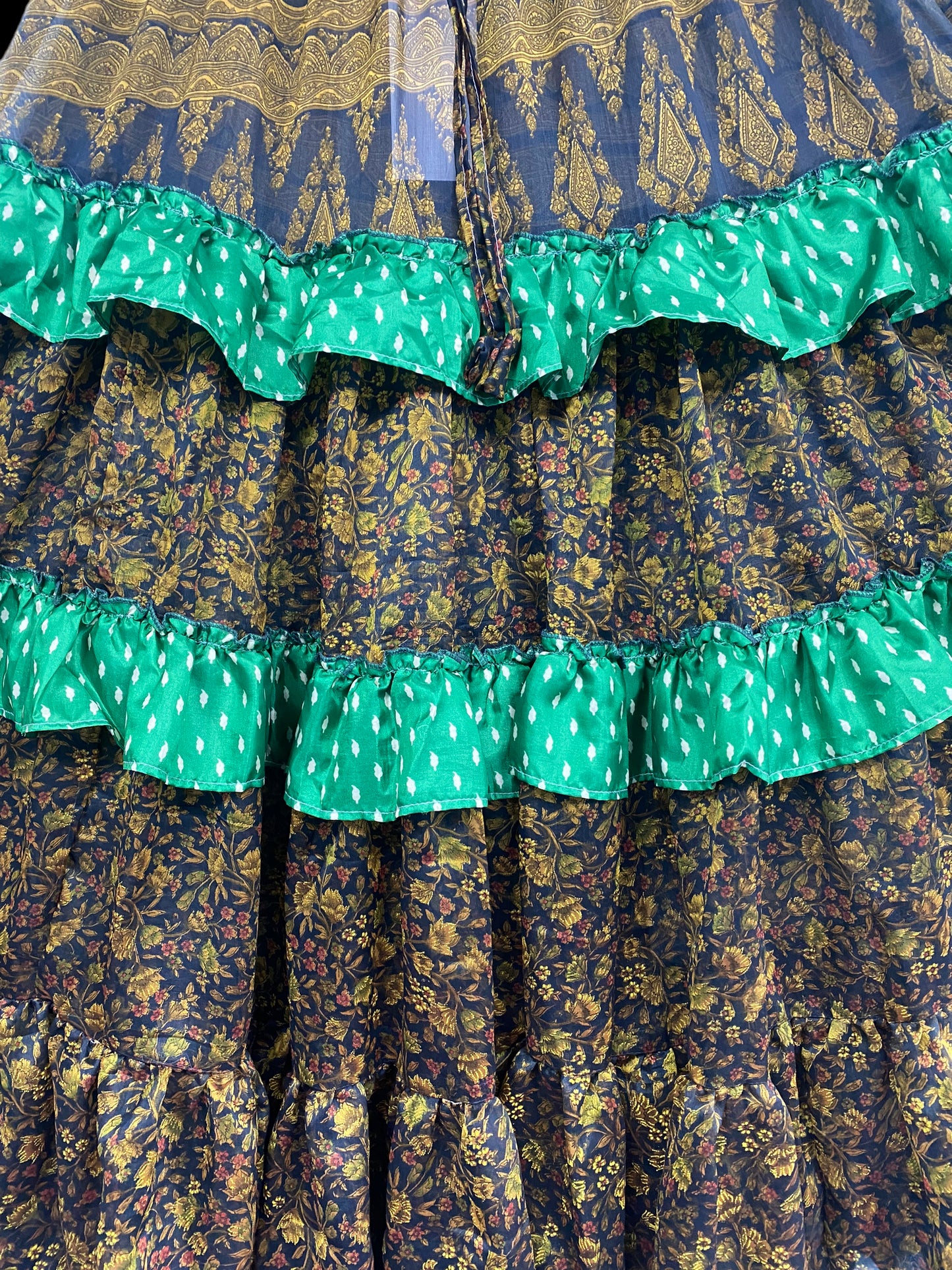 Summer Flamenco 25 yard circle SKIRT, Boho Gypsy Hippy Steampunk Festival party, Flamenco Belly Dance ATS Tribal fusion