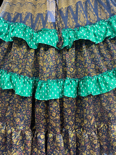 Summer Flamenco 25 yard circle SKIRT, Boho Gypsy Hippy Steampunk Festival party, Flamenco Belly Dance ATS Tribal fusion