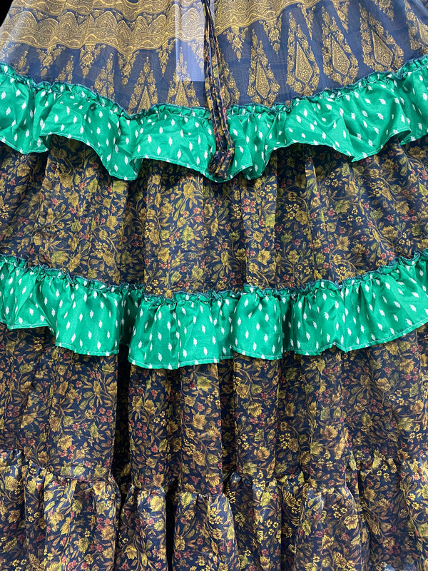 Summer Flamenco 25 yard circle SKIRT, Boho Gypsy Hippy Steampunk Festival party, Flamenco Belly Dance ATS Tribal fusion