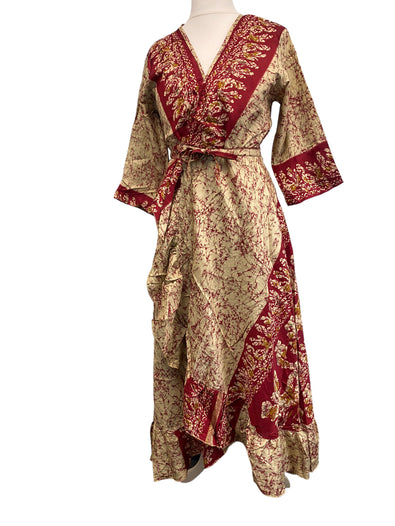 Festival Stall LTD Boho festival Clothing Long Wrap Dress pretty summer Boho hippy Festival maxi Sari - Silk UK 8 10 12 14