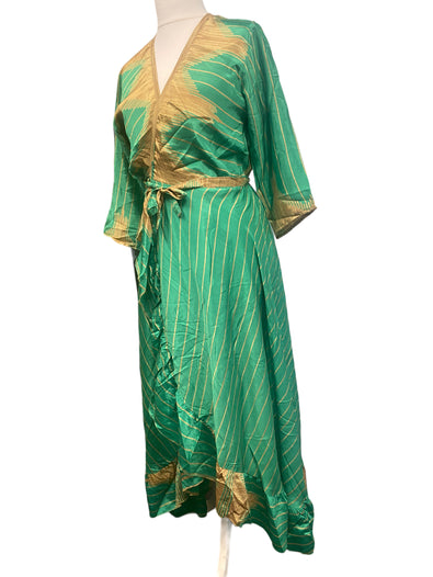 Festival Stall LTD Boho festival Clothing Long Wrap Dress 60s 70s Revival Boho hippy Festival maxi Sari - Silk UK 8 - 14