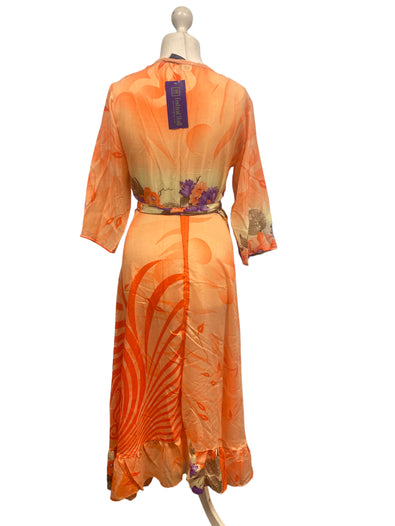 Festival Stall LTD Boho festival Clothing Long Wrap Dress 60s 70s Revival Boho hippy Festival maxi Sari - Silk UK 8 - 14