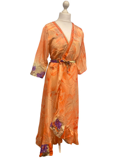 Festival Stall LTD Boho festival Clothing Long Wrap Dress 60s 70s Revival Boho hippy Festival maxi Sari - Silk UK 8 - 14