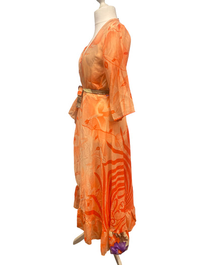 Festival Stall LTD Boho festival Clothing Long Wrap Dress 60s 70s Revival Boho hippy Festival maxi Sari - Silk UK 8 - 14