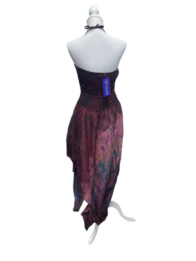 Festival summer Dress Sexy Boho Pixie SILK hanky hem Purple Hippy gypsy sun 8-16