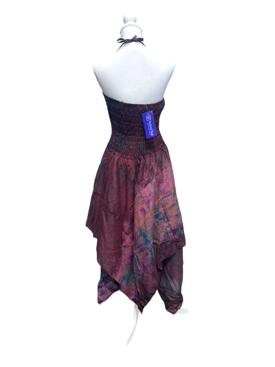 Festival summer Dress Sexy Boho Pixie SILK hanky hem Purple Hippy gypsy sun 8-16