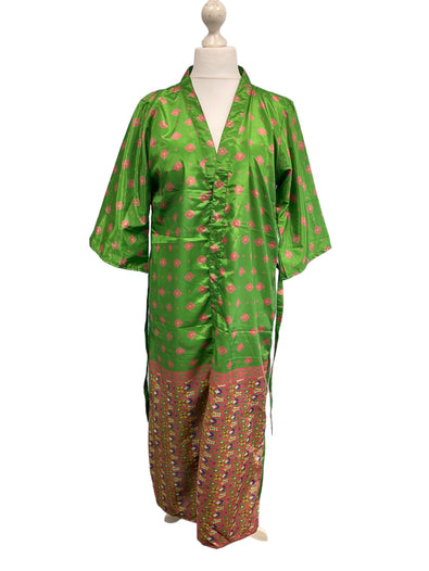 Kimono Robe dressing gown wrap Hippy Festival Sari Silk Beach Cover Up 8-14 gift