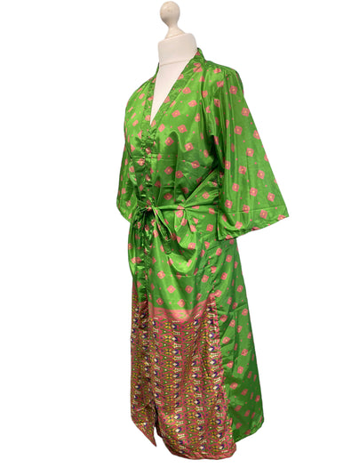 Kimono Robe dressing gown wrap Hippy Festival Sari Silk Beach Cover Up 8-14 gift