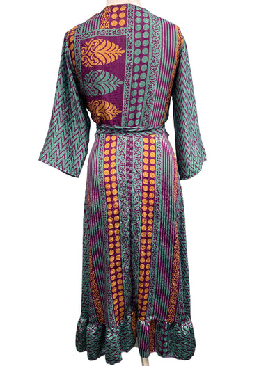 Festival Stall LTD Boho festival Clothing Long Wrap Dress pretty summer Boho hippy Festival maxi Sari - Silk UK 8 10 12 14