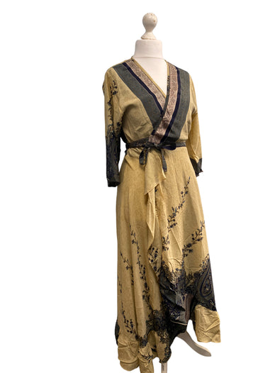 Festival Stall LTD Boho festival Clothing Long Wrap Dress pretty summer Boho hippy Festival maxi Sari - Silk UK 8 10 12 14